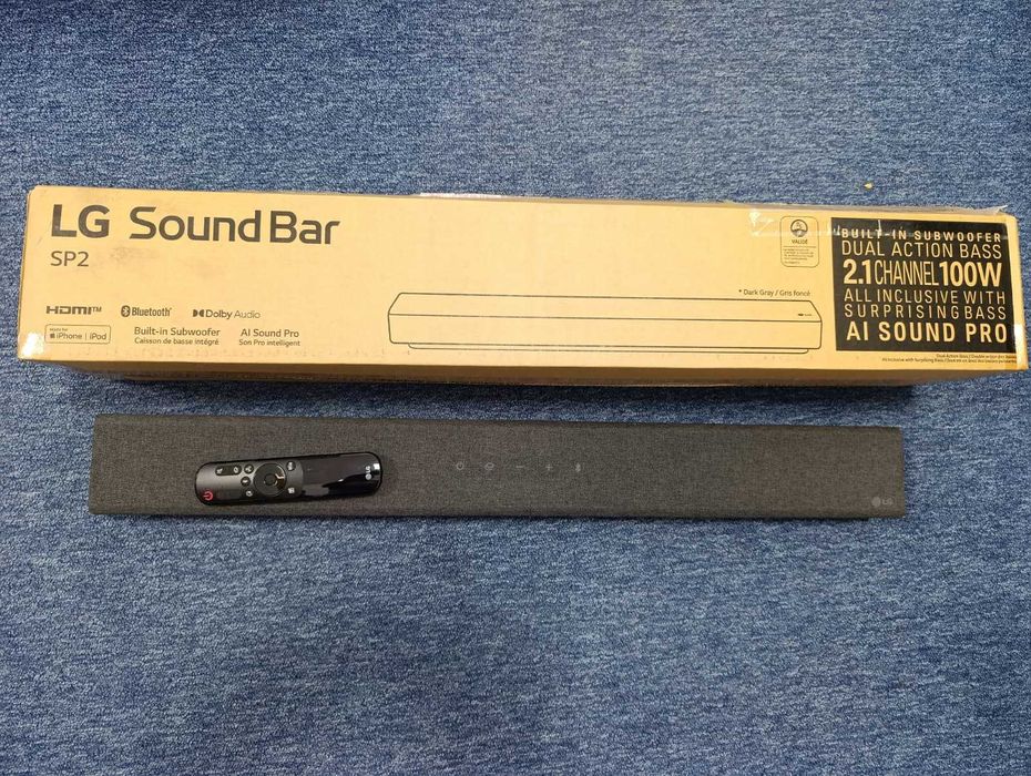 Soundbar LG SP2, 100W, 2.1 cu Subwoofer incorporat, Bluetooth, Negru
