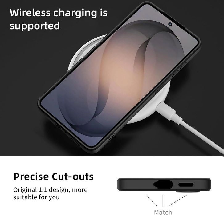 Матов силиконов кейс за samsung galaxy s26+ plus - черен - със защита