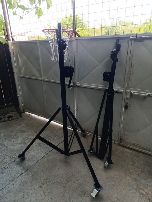 Stativ trepied picioare schela de lumini cu macara troliu scripete role cu franare  blocare 4 m 20 cm 4,20 metri