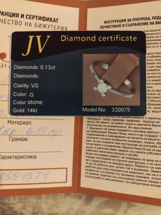 Класически пръстен с диамант