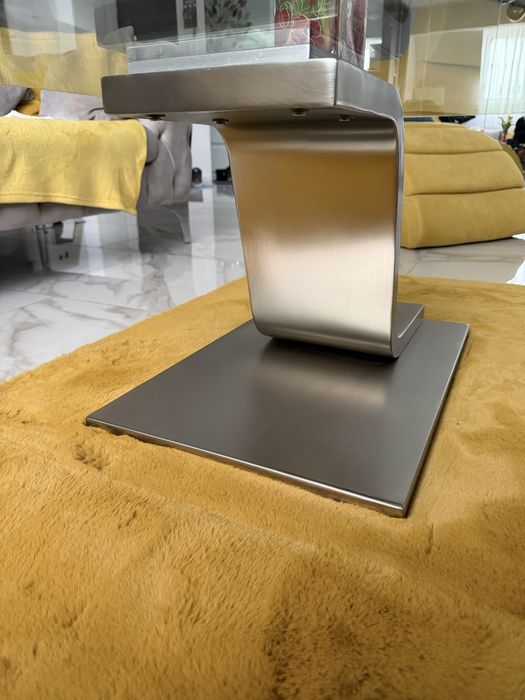 Masa cafea living inox satinat si sticla