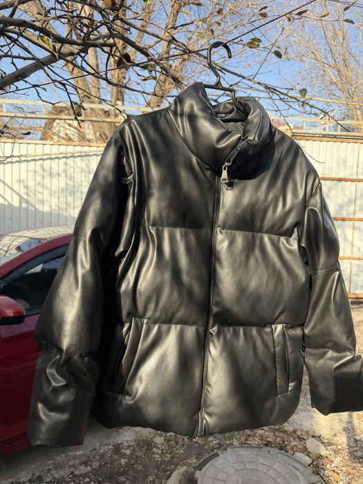 Куртка пуховик экокожа М - Л