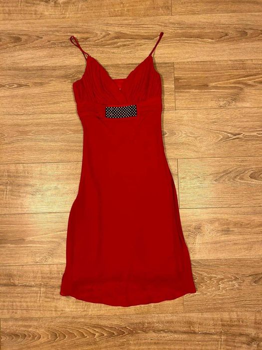 Rochie de ocazie din voal, midi, bretele subțiri