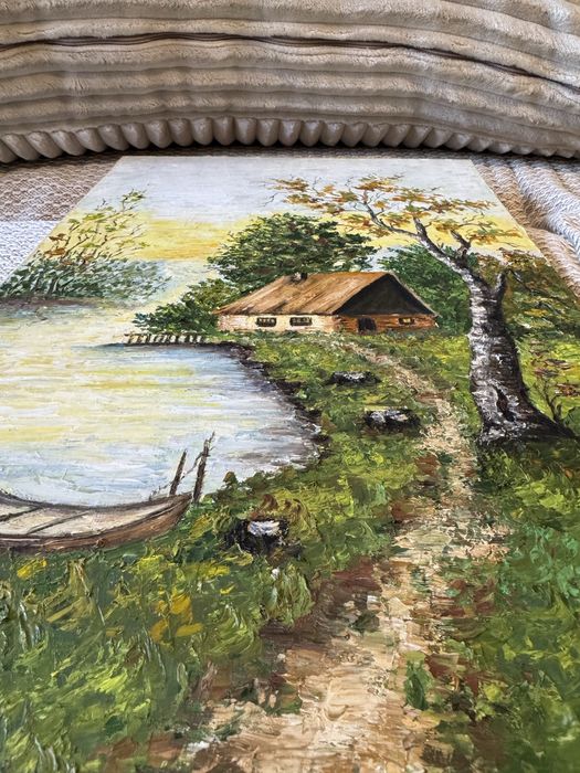 Pictura in ulei cu vedere la lac