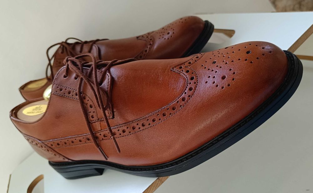 Pantofi derby 43 brogue premium Clarks NOI piele naturala moale