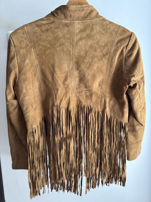 Geacă piele naturală întoarsă SUPERDRY Neonomad Fringe NOUĂ cu etichetă Mărimea S