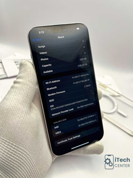 iPhone 15 Pro MAX, 256GB, White, 100% батерия, КАТО НОВ, ГАРАНЦИЯ!