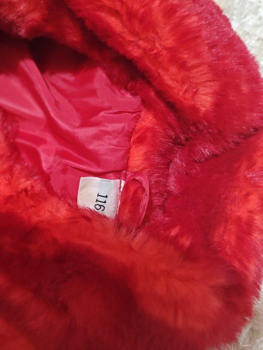 Haină blană roșie fetițe