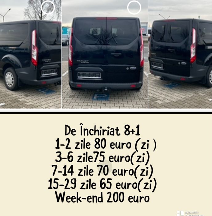 De închiriat autoturisme, microbuze 8+1 ,remorci