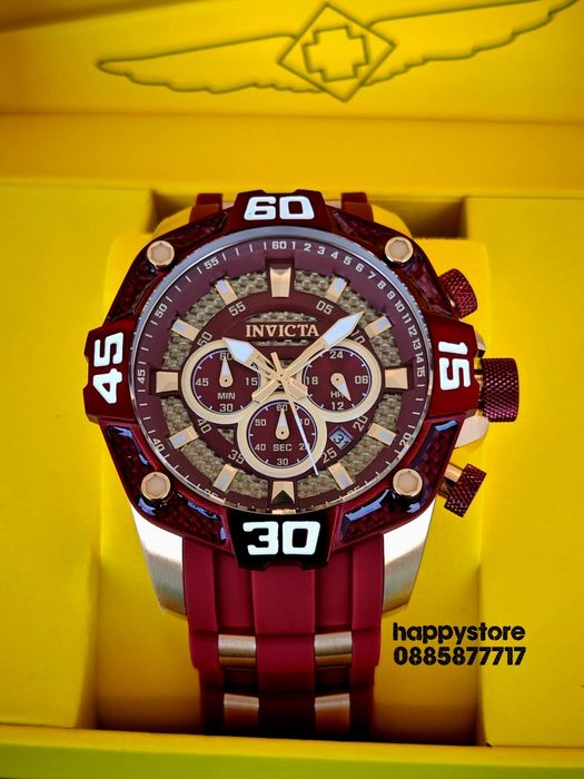 INVICTA Pro Diver Rush Red/Gold 52 mm, Инвикта нов ръчен часовник