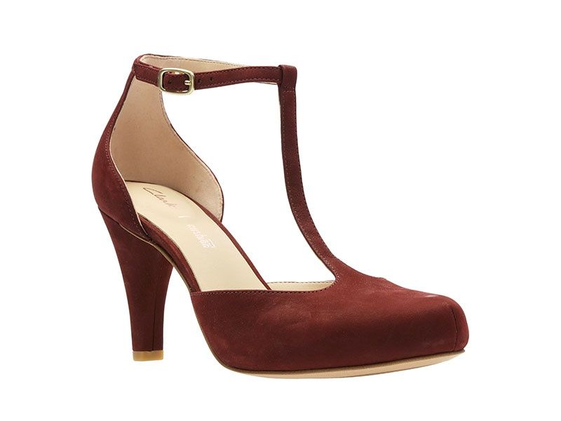 Pantofi Clarks toc 39 rosii caramiziu piele naturala