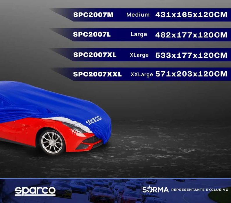 Водоустойчиво покривало за автомобил Sparco с 4 размера - М/L/XL/XXL