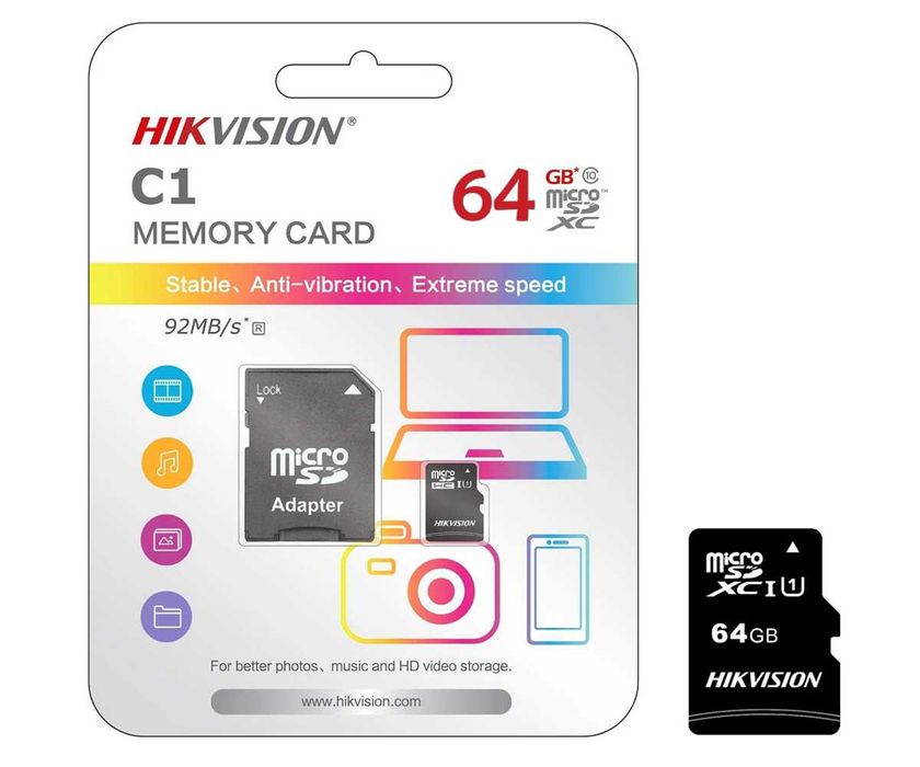 Новые Карты памяти MIcroSD Hikvision 64Gb