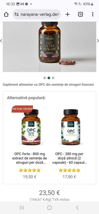 Supliment Alimentar pe baza de sanburi de struguri