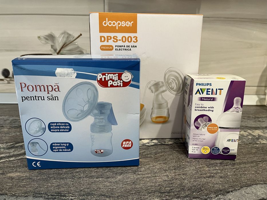 Pompa de san electrica, pompa de san manuala, Biberon Avent Natural