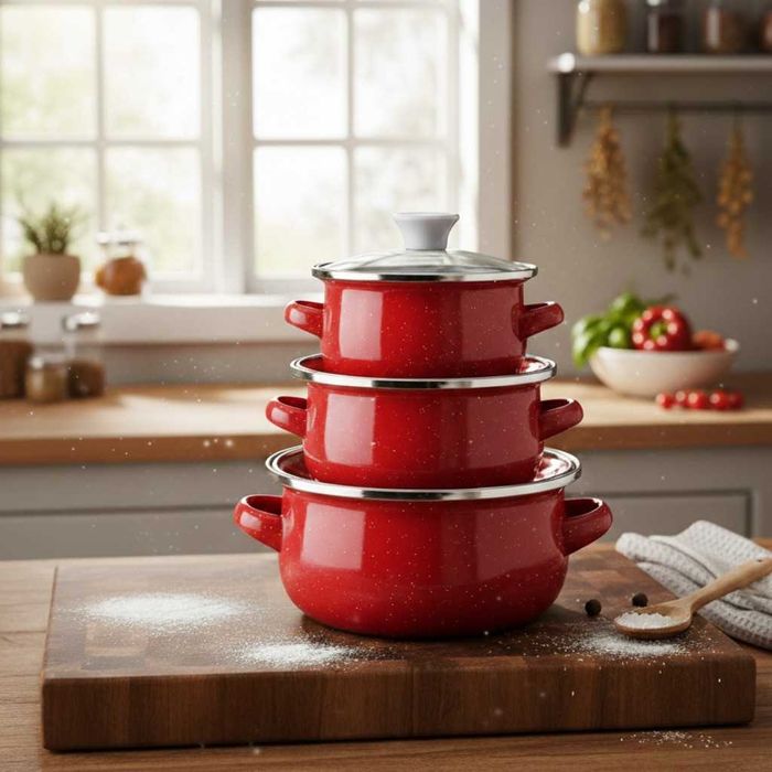 Комплект от 3 тенджери - 16см, 18см, 20см-ЦВЕТОВЕ