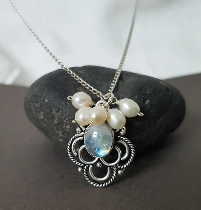 Pandantiv argint 925 piatra semipretioasa piatra lunii perle naturale