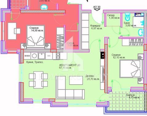 Продава се Двустаен апартамент в София, Люлин 5 - 80 кв.м за 936 €/кв.м - Снимка #4