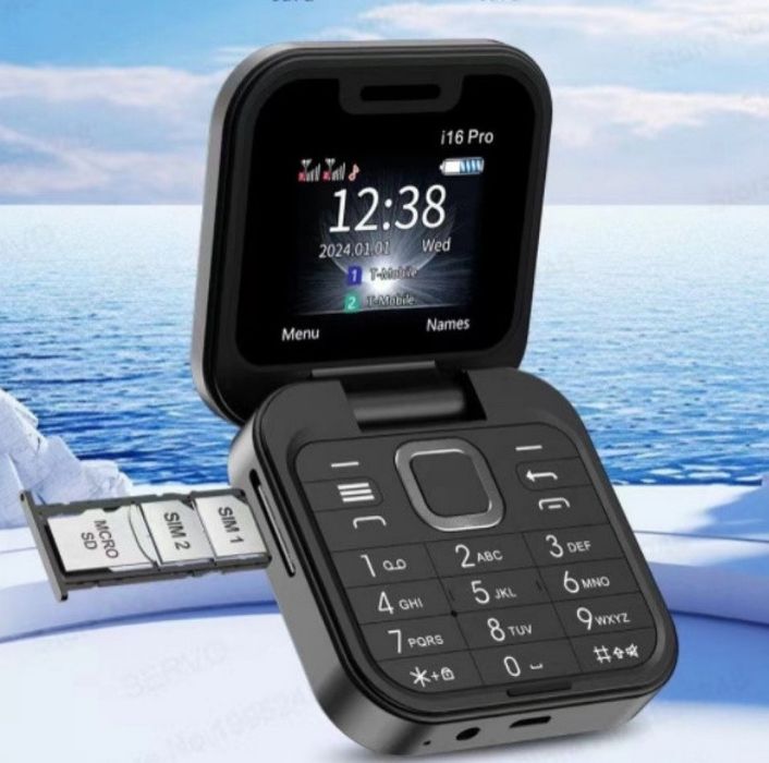 Сгъваем мобилен телефон i16 Pro – 2 SIM, камера, фенерче, FM радио