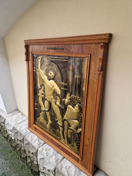 Превъзходна огромна медна картина пано рамка