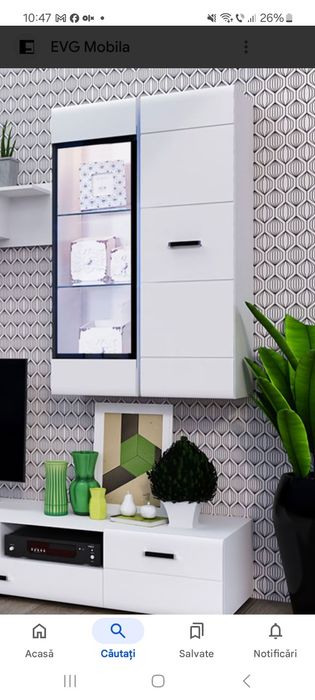 Mobila living alb lucios