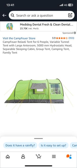 Vând cort de familie / camping CampFeuer