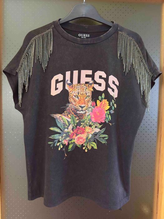 Нова памучна тениска GUESS с камъни