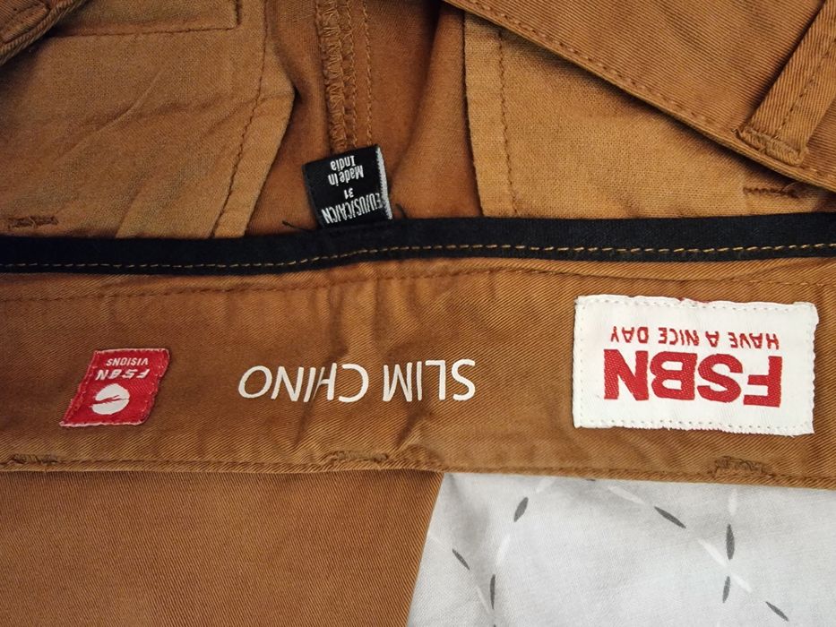 Pantaloni chino bărbați FSBN,  slim fit, maro