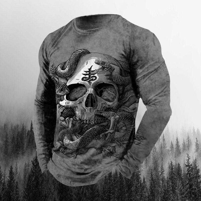 Лонгслив – футболка мужская с принтом из микрофибры