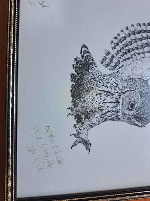 2 tablouri creion semnate-dedicatie provenienta Anglia