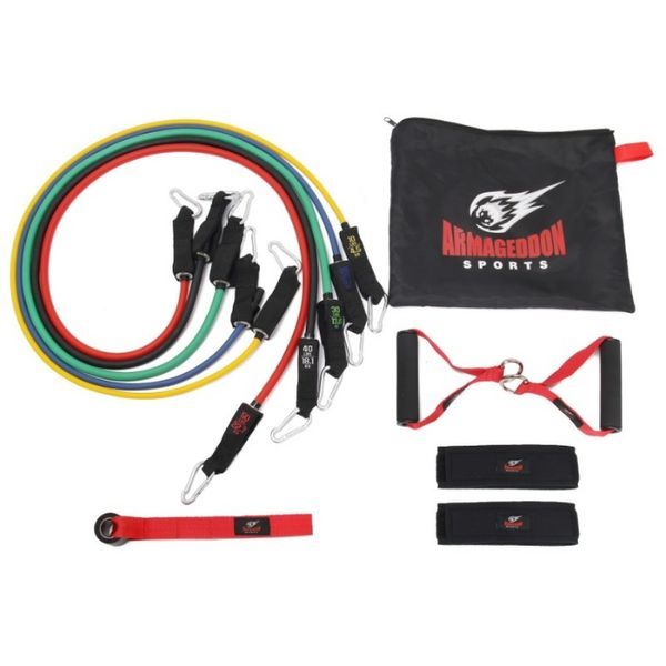 Комплект фитнес ластици за трениране от 11 части ПРЕОЦЕНЕНИ