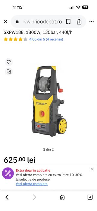 Aparat de spălat cu presiune Stanley SXPW18E 1800W, max. 135 bar 440l/h 230V