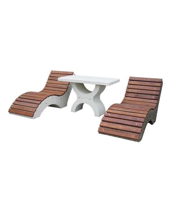 Set mobilier de grădină din beton și lemn-discount la orice comanda!