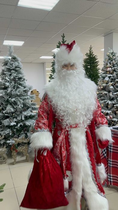 Костюм Ded Moroz красный наряд Санта-Клауса, длинный халат Деда Мороза