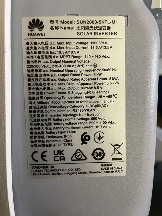 Invertor 5kw trifazat hybrid Huawei SUN2000-5KTL-M1