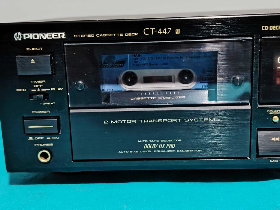 Pioneer CT-447 Stereo Cassette Deck, HX PRO