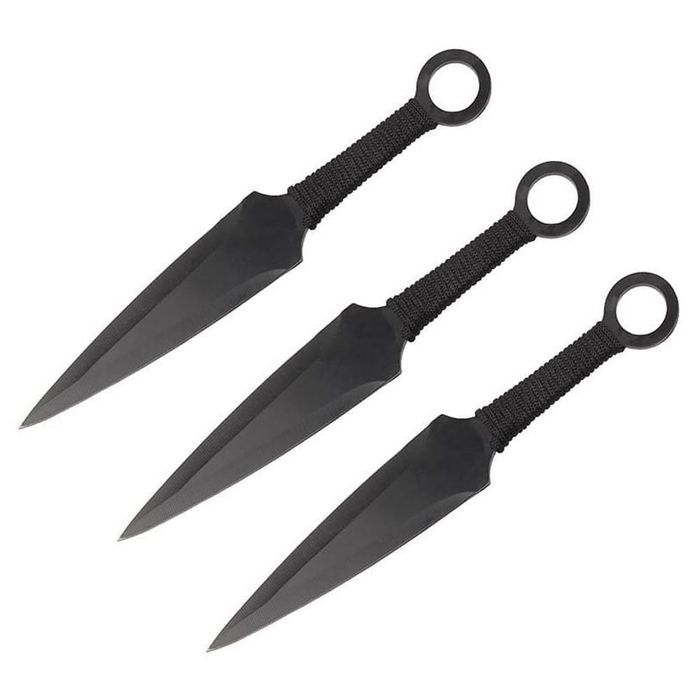 Set 3 cutite de aruncat Giant Kunai, 23 cm, negru, husa inclusa