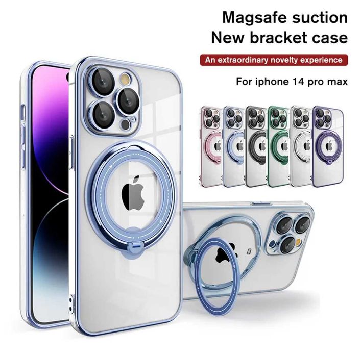 Husa silicon Luxury Magsafe cu inel metalic iPhone 15 Pro / 15 Pro Max
