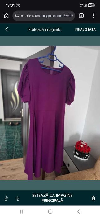 Rochie mov cu cordon în talie