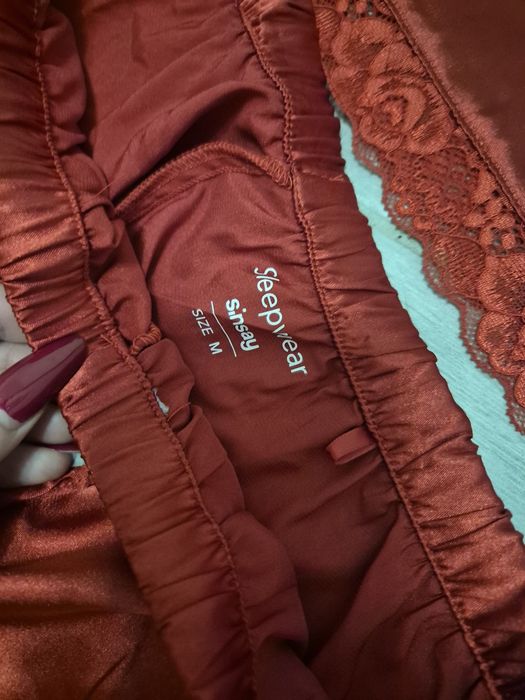 Pijama dama satin rosu