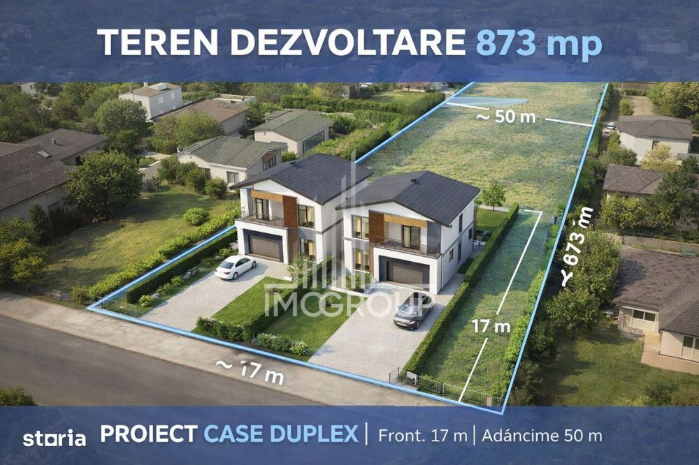 0% Teren 873 mp Baciu – ideal 2 case sau duplex | Front 17 m |