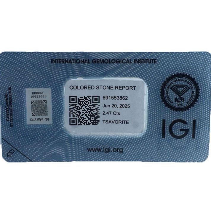 Цаворит със сертификат IGI