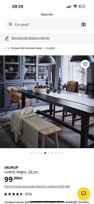 2 x Lustra Skurup neagra