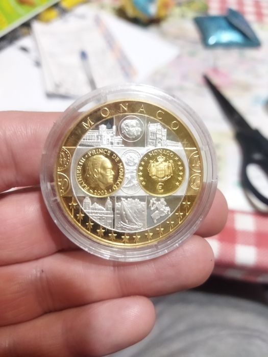 Сребърна монета от Монако с позлата 20g silver + 24k gold