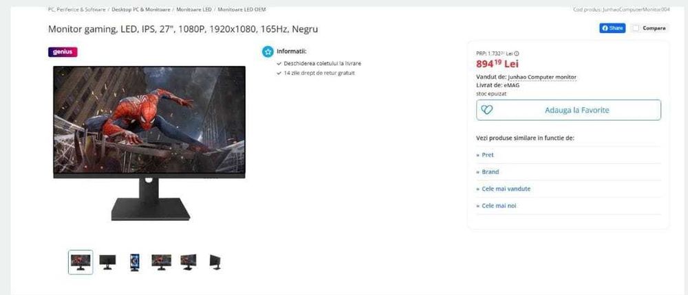 Monitor 27 inch full hd 165hz (gaming)