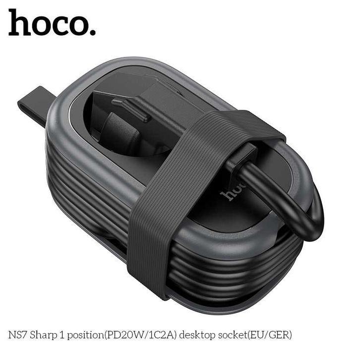 Hoco NS7 Sharp Сетевой удлинитель AC 4000W+2*USB+1*Type-C PD20W EU1.1м