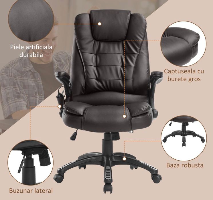 Scaun fotoliu Birou – Masaj, incalzire & Reglaj Electric