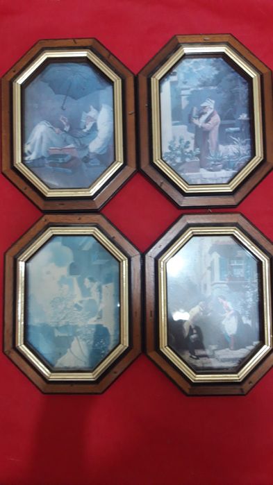 -Tablouri vechi --4 buc  -litografie