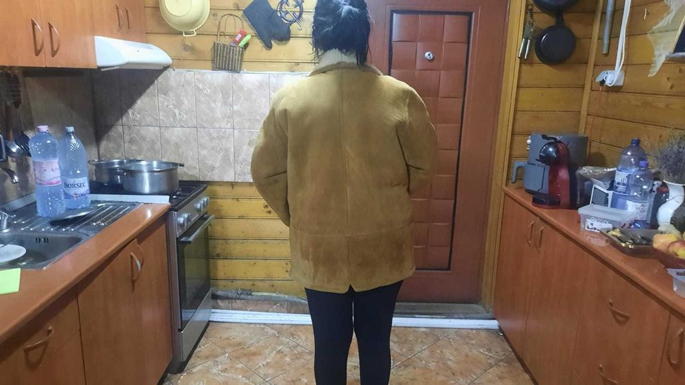 Cojoc original din piele de oaie- Shearling, mărimea 42, muștar