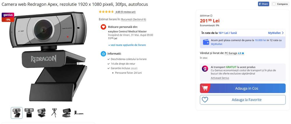 Camera Web Redragon Apex